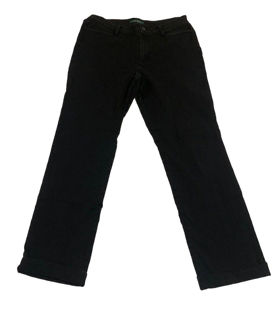 Pantalones chinos Lauren Ralph Lauren para mujer, talla 8, pierna recta, negros
