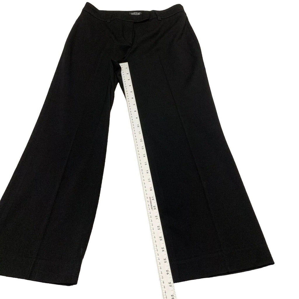 Pantalones de vestir negros Virtue para mujer, talla 12, con trabillas para cinturón y pierna ancha