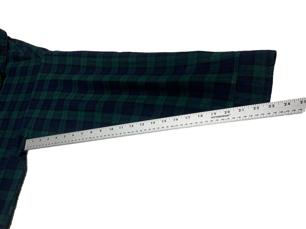 Faded Glory Men’s 2XL 50/52 Blue Green Plaid Long Sleeve Skipper Shirt