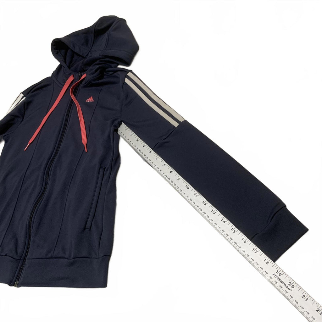 Sudadera con capucha y cremallera Adidas para mujer, talla S, azul marino, 3 rayas