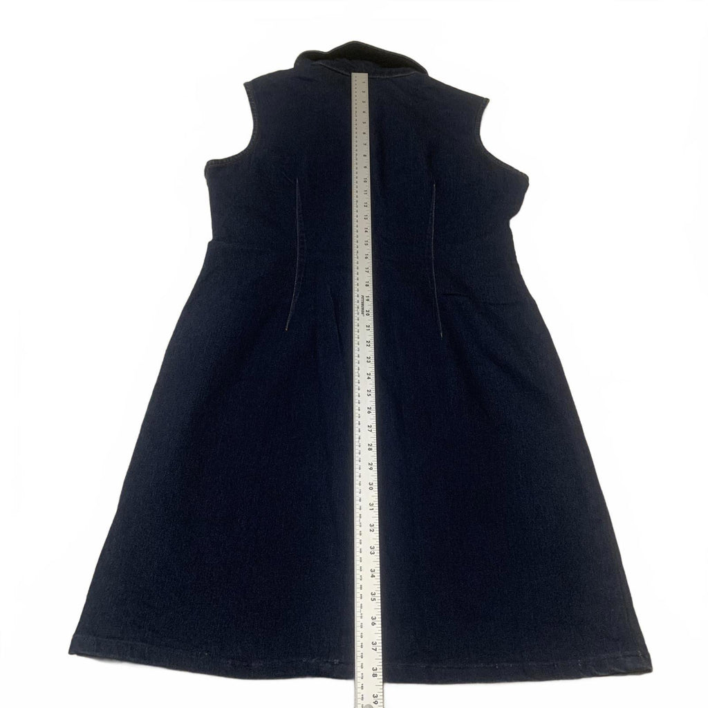 Long Elegant Legs Women's Size 16 Dark Blue Denim Button Front Sleeveless Dress