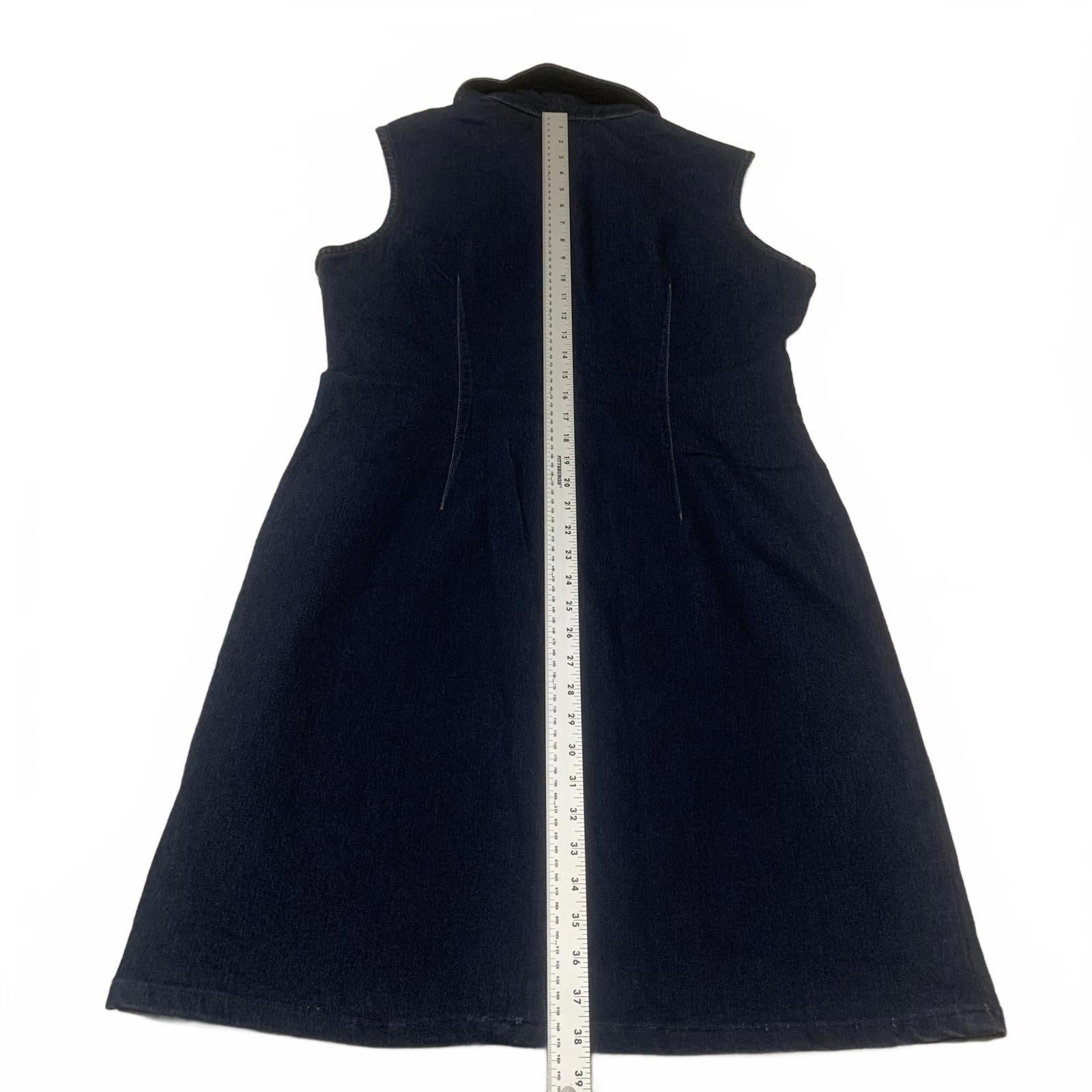 Long Elegant Legs Women's Size 16 Dark Blue Denim Button Front Sleeveless Dress