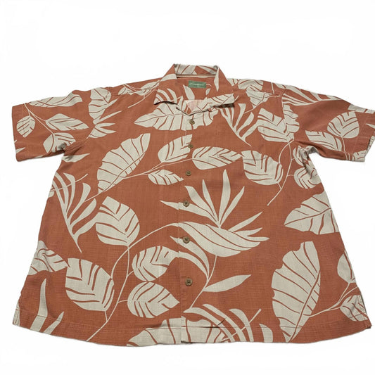 Tommy Bahama Mens Sz L Tropical Leaf Print  Shirt Silk Vacation Ready