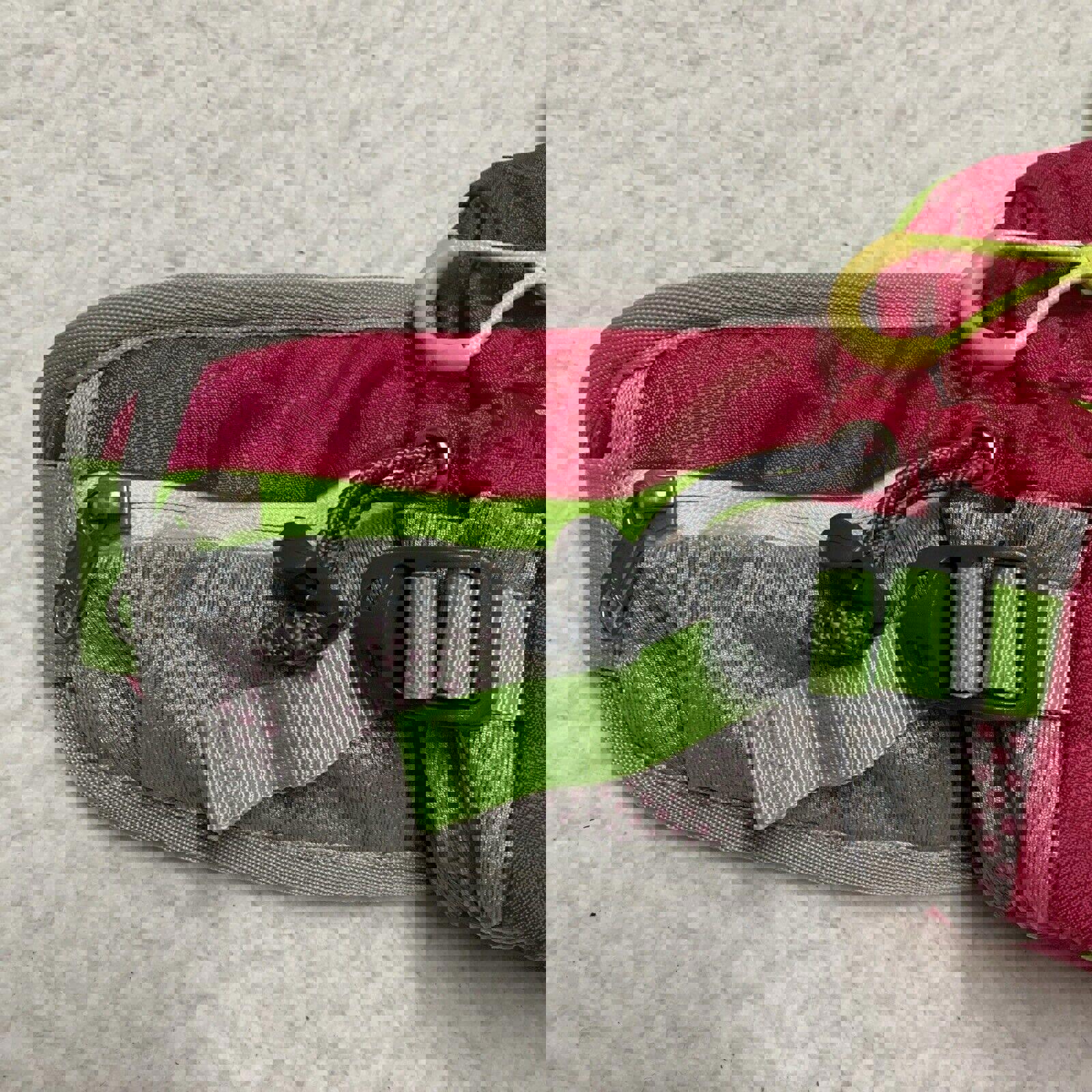 Riñonera SEEU gris, rosa y verde, bandolera, para senderismo y senderismo