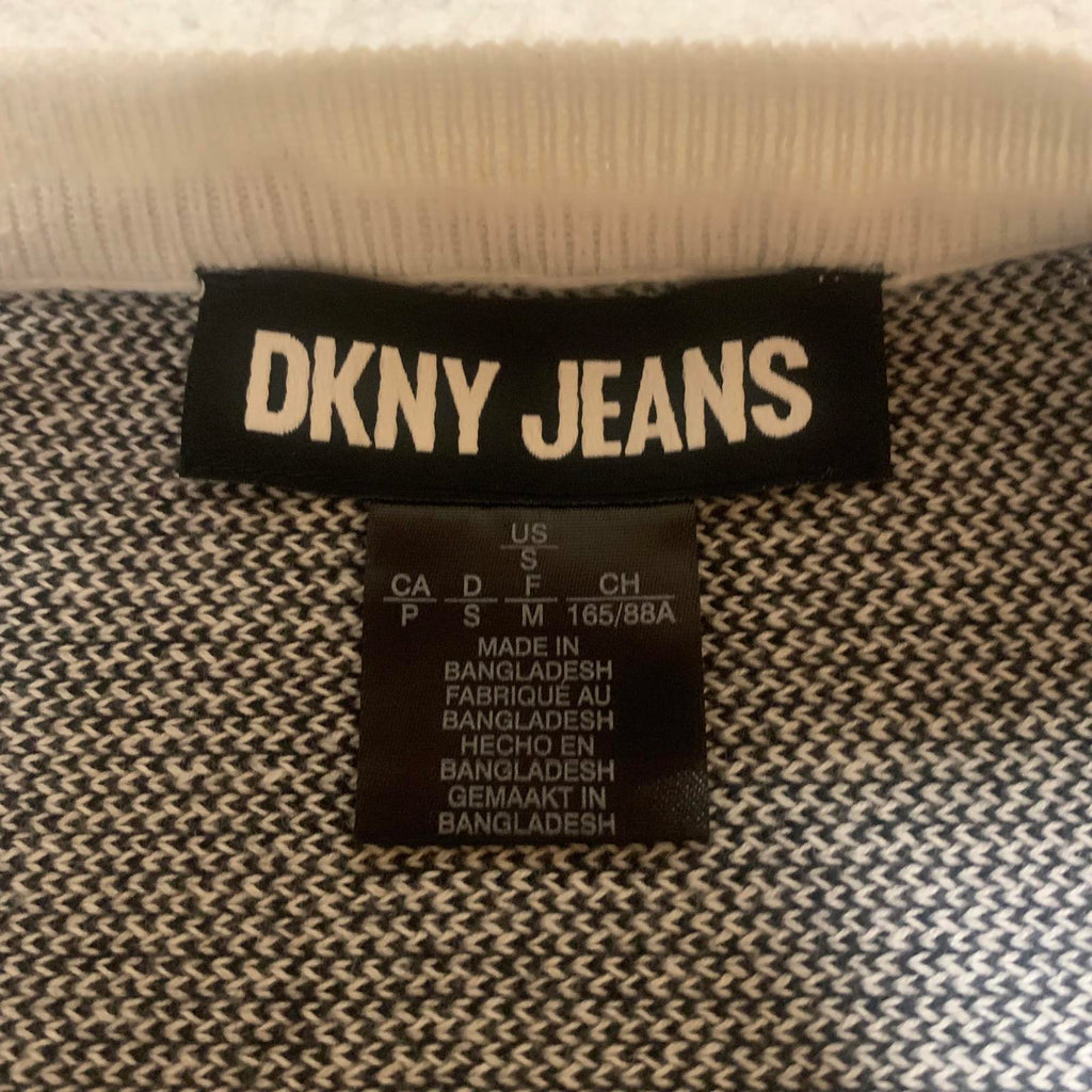 Suéter de cuello redondo gris claro con logo y mangas de mariposa para mujer, talla S, de DKNY Jeans VTG