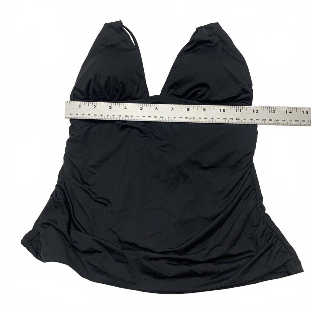 La Blanca Top de baño con cuello halter negro para mujer, talla 10, busto fruncido