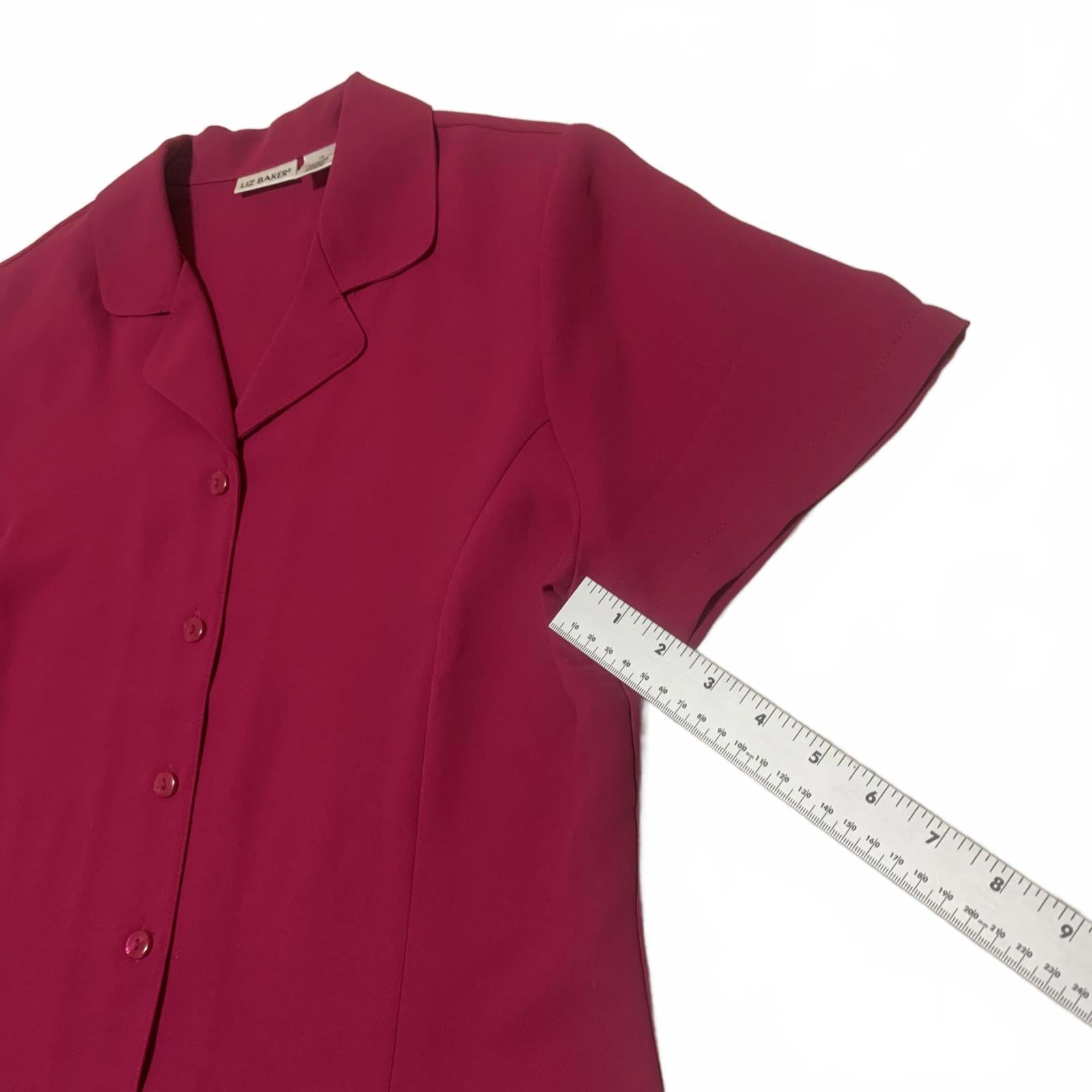 Blusa de manga corta con botones color fucsia para mujer, talla 12, de Liz Baker
