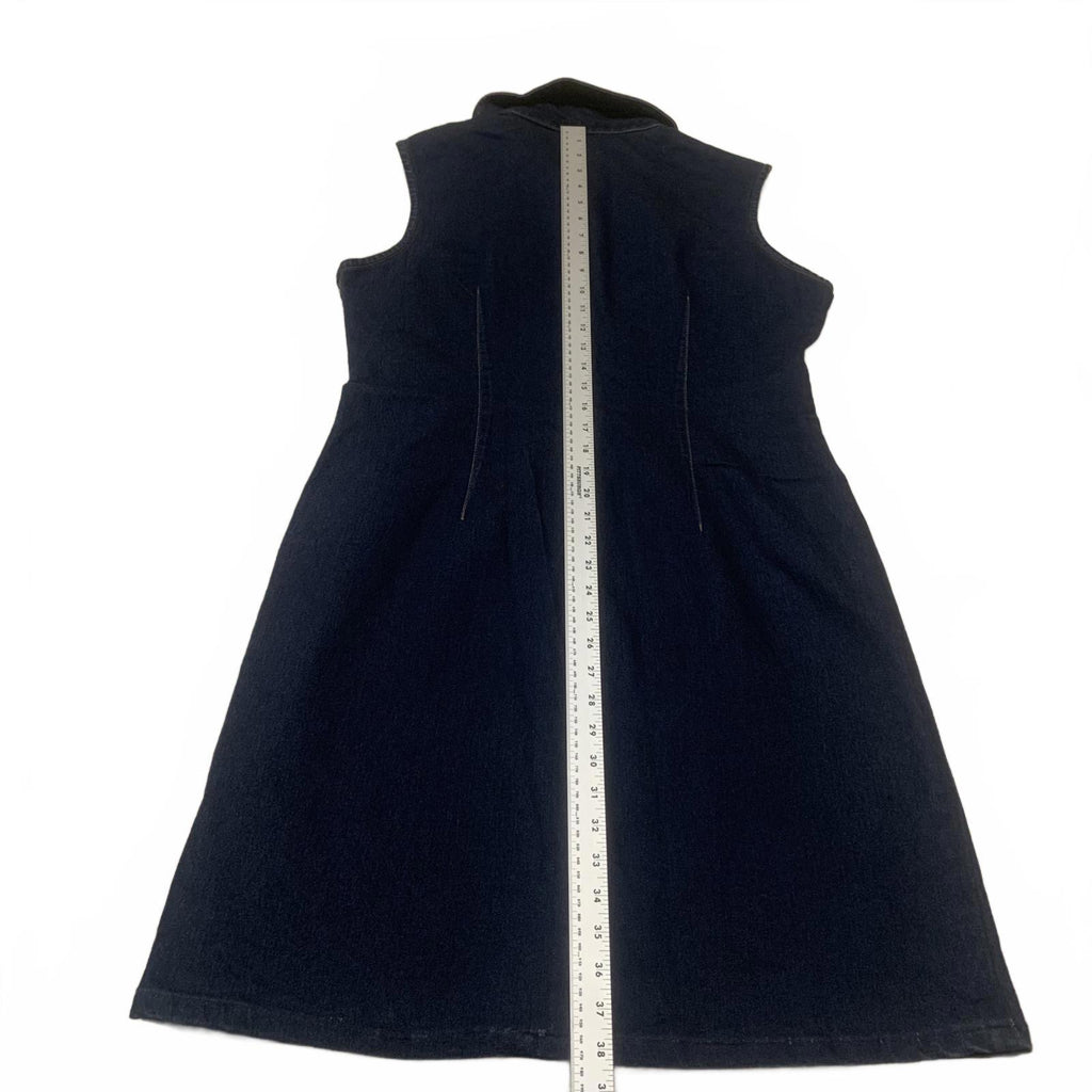 Long Elegant Legs Women's Size 16 Dark Blue Denim Button Front Sleeveless Dress