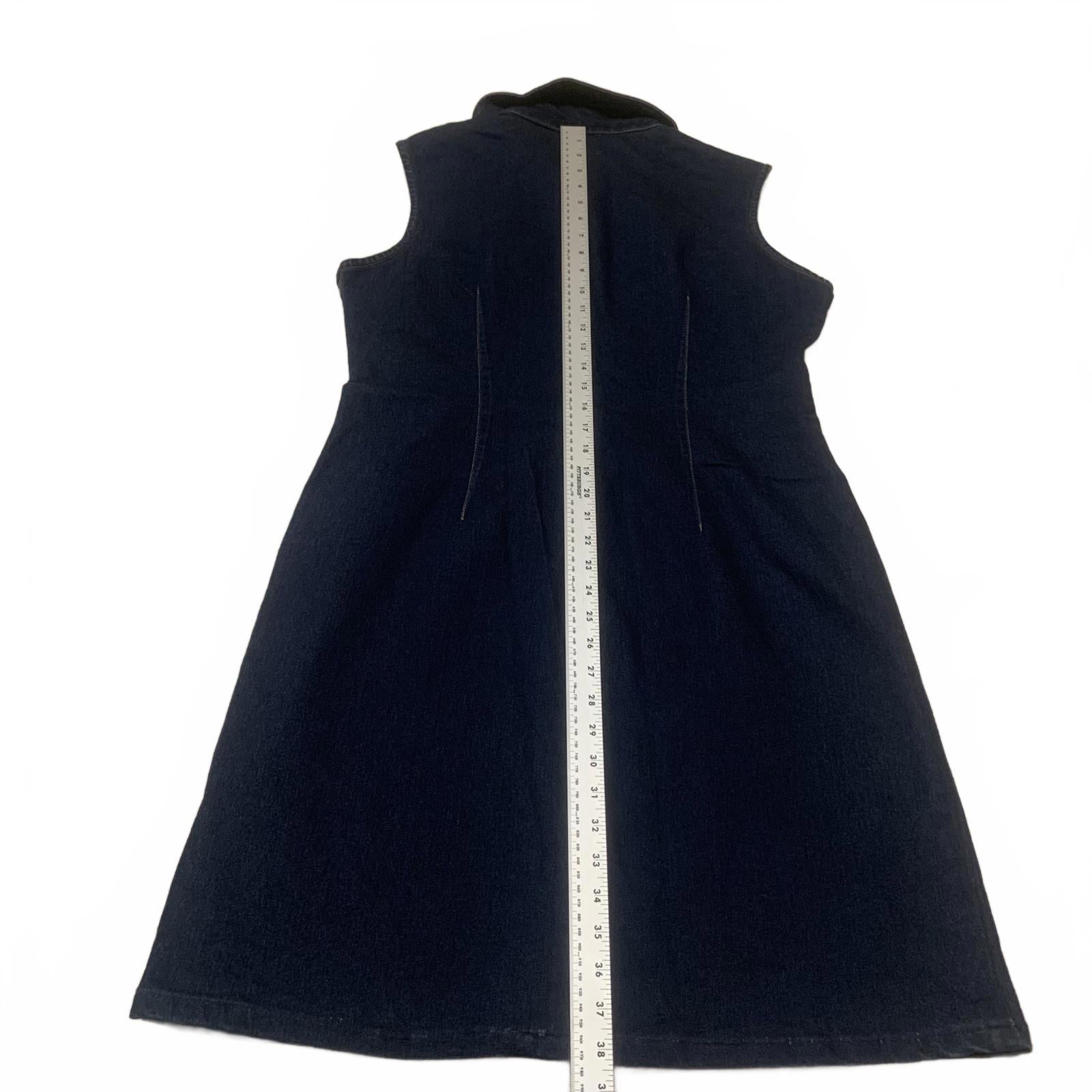 Long Elegant Legs Women's Size 16 Dark Blue Denim Button Front Sleeveless Dress