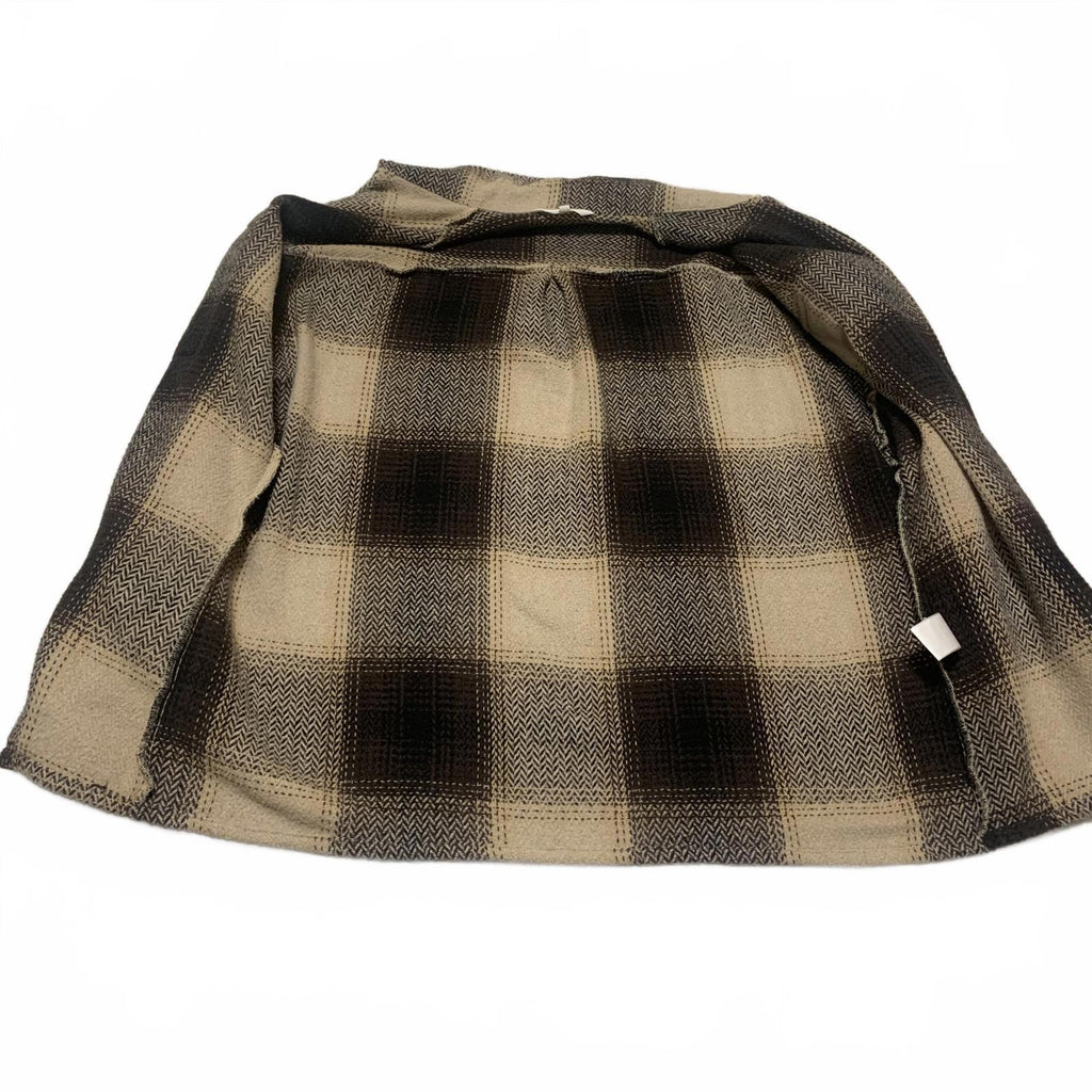 Amaryllis XS Beige Brown Plaid Button-Up Jacket  Cozy Fall Layering Piece