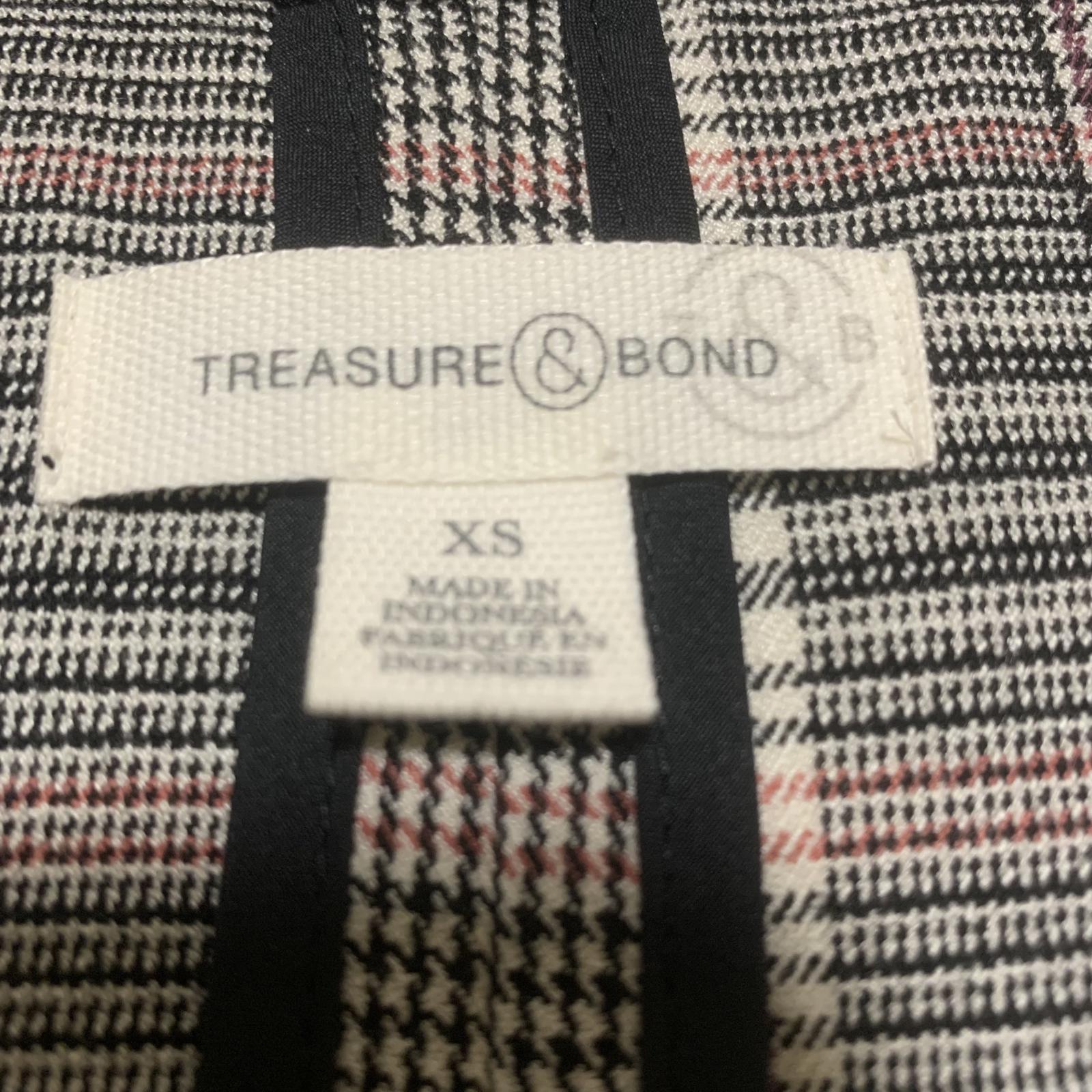 Chaqueta blazer a cuadros Treasure &amp; Bond para mujer, talla XS, negra, rosa y gris, elástica, con 1 botón