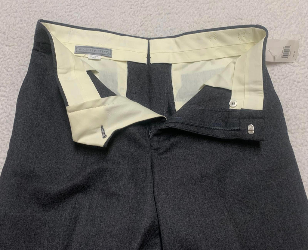 Pantalones de vestir de lana peinada 100 % color gris Geoffrey Beene para hombre, talla 34 x 32