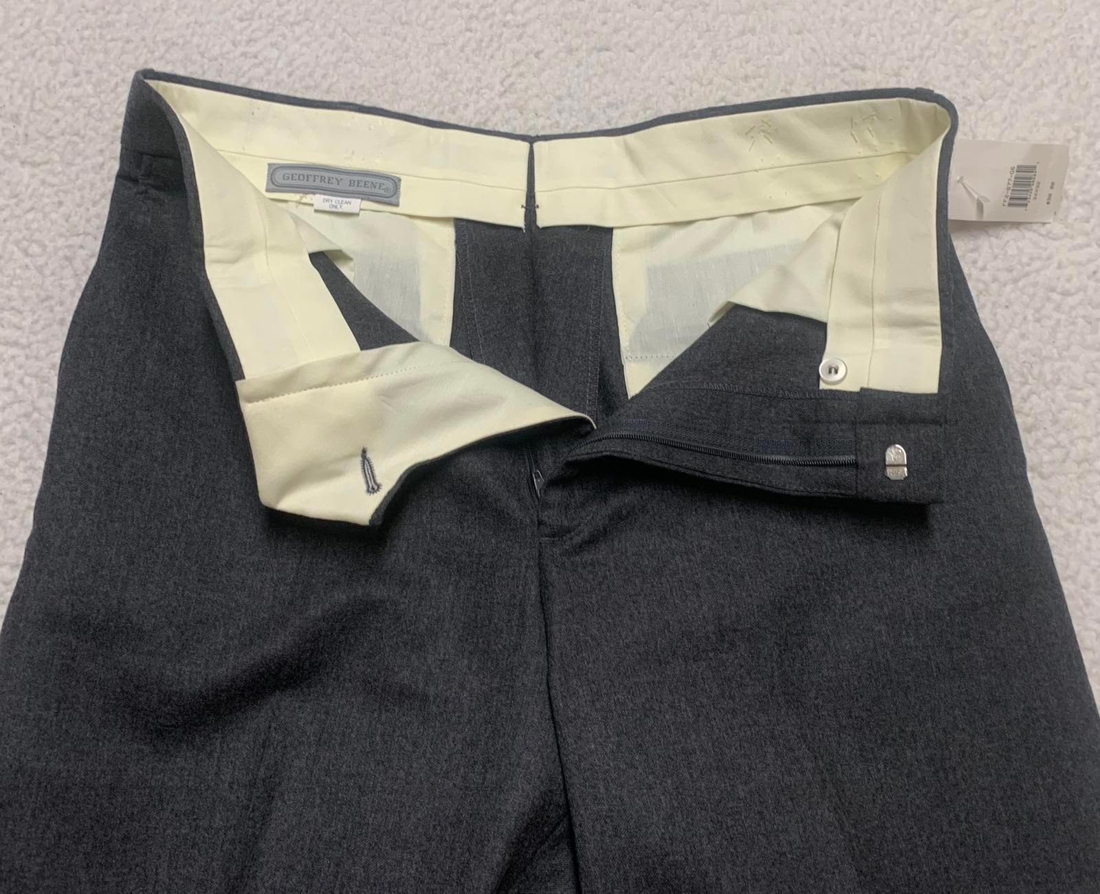 Pantalones de vestir de lana peinada 100 % color gris Geoffrey Beene para hombre, talla 34 x 32