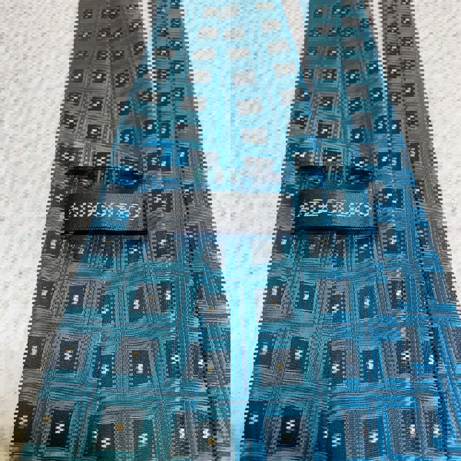 Corbata formal para hombre Adolfo, talla clásica, turquesa y negra