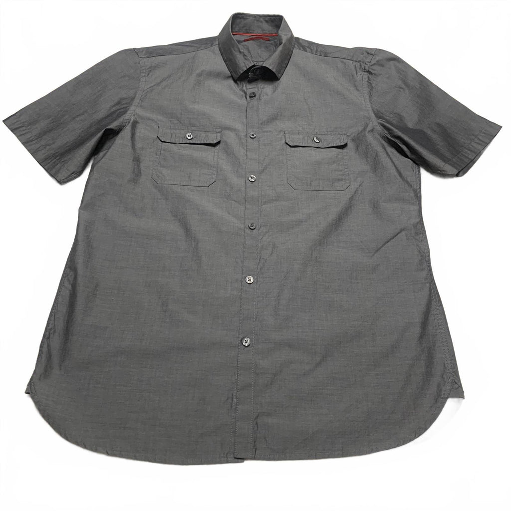 Camisa Alfani de manga corta, ajustada y gris grande para hombre