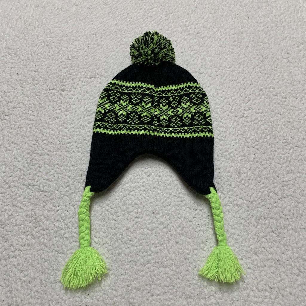 Gorro de lana resistente a la intemperie para jóvenes, talla única (8/20), con pompón y orejeras trenzadas