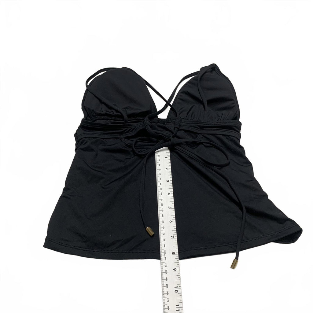 La Blanca Top de baño con cuello halter negro para mujer, talla 10, busto fruncido