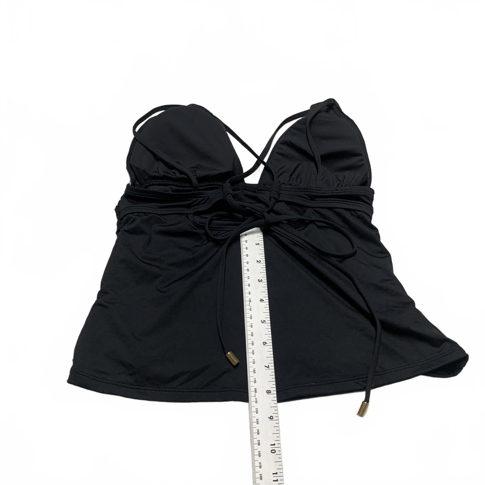 La Blanca Top de baño con cuello halter negro para mujer, talla 10, busto fruncido