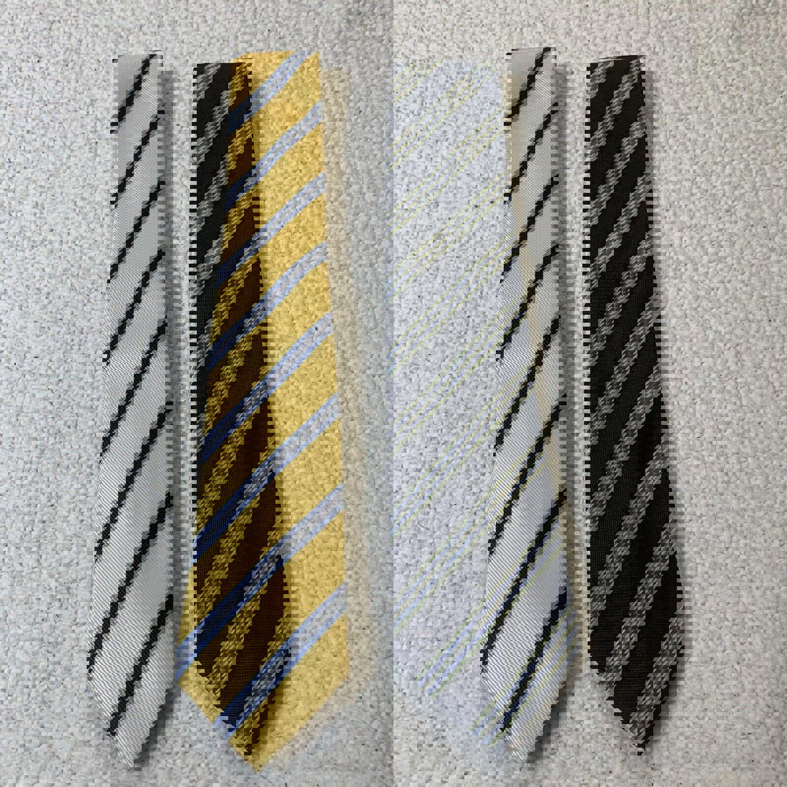 Corbatas de hombre de Alexander Julian Colours, rayas azul marino y amarillo, lote de 2 unidades.