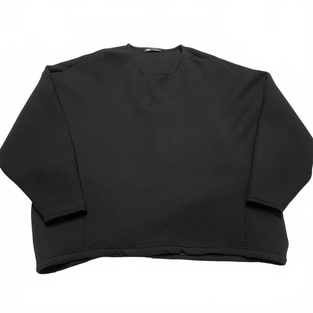 Sudadera corta negra extragrande para mujer de Zara