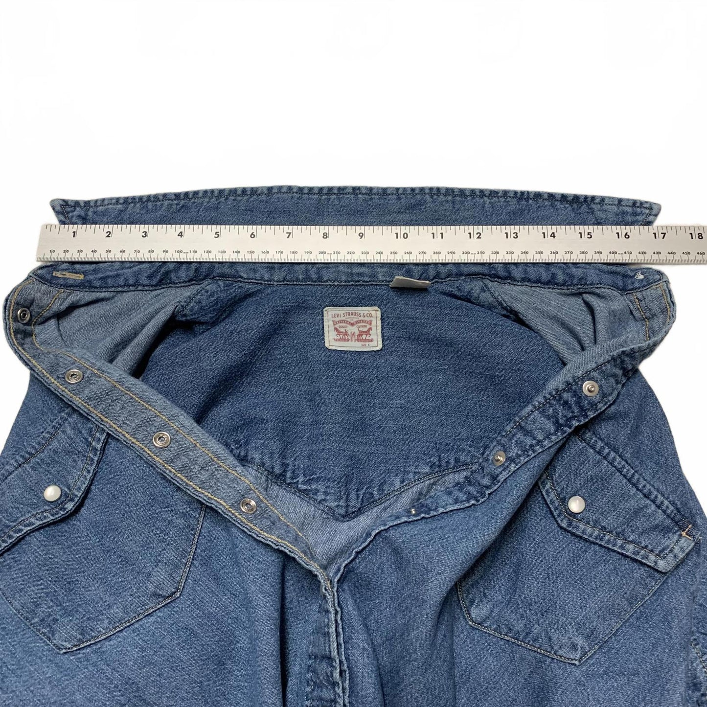Levi's Denim Shirt Womens Sz Small Blue Classic Western Style Cotton