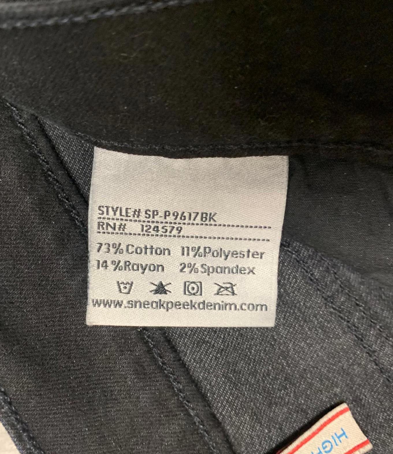 Adelanto de los jeans con cordones laterales lavados en negro, talla 7 para jóvenes, 27.5 x 27