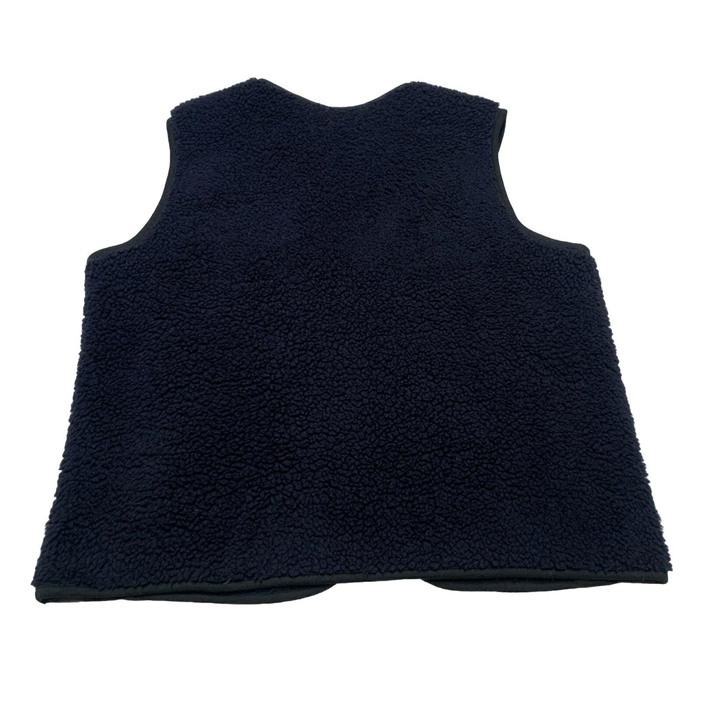 Chaleco pequeño azul marino UNIQLO para mujer, chaqueta de forro polar con cuello en V y cremallera completa, de imitación sherpa