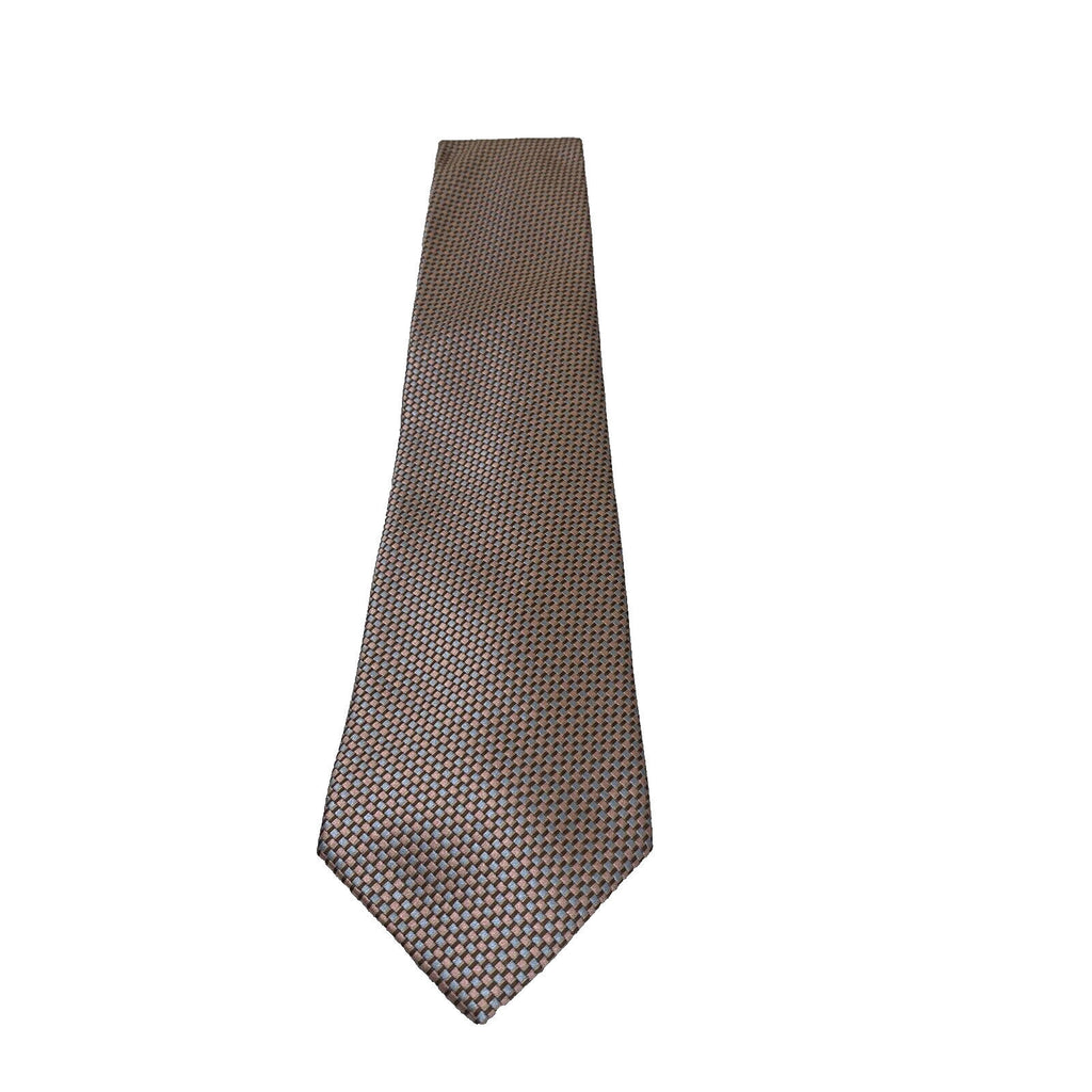 Corbata para hombre Laurant Bennet Milano de 58 pulgadas, color melocotón, gris azulado, marrón, estampado de cuadros