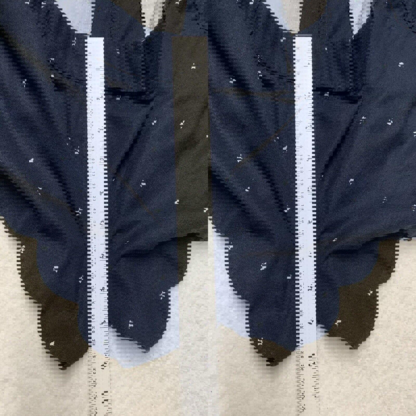 Pantalones cortos de lino y algodón con dobladillo festoneado de J Crew, talla 10, estampado de estrellas en azul marino y blanco