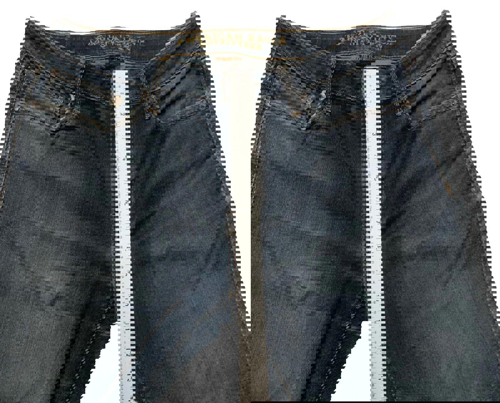 Vaqueros rectos American Eagle Outfitters para hombre, denim flexible con lavado azul oscuro, talla 32/34