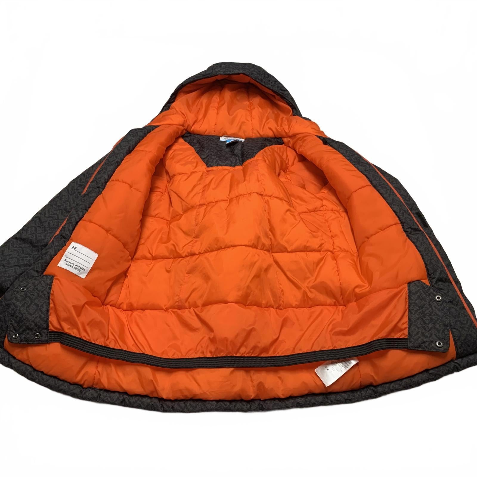 Chaqueta aislante con capucha y color negro y naranja de Columbia, talla grande para hombre