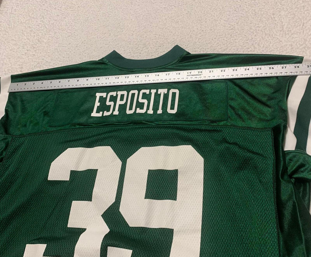 Camiseta de fútbol americano Reebok Esposito de los New York Jets, talla 39, verde, NFL, para uso en el campo, de VTG