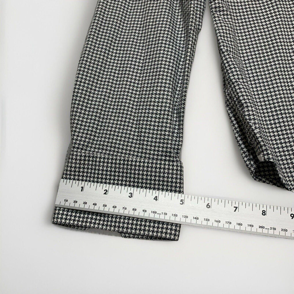 Camisa Saks Fifth Avenue para hombre, talla 16 1/2, gris, con estampado de pata de gallo, manga larga y botones