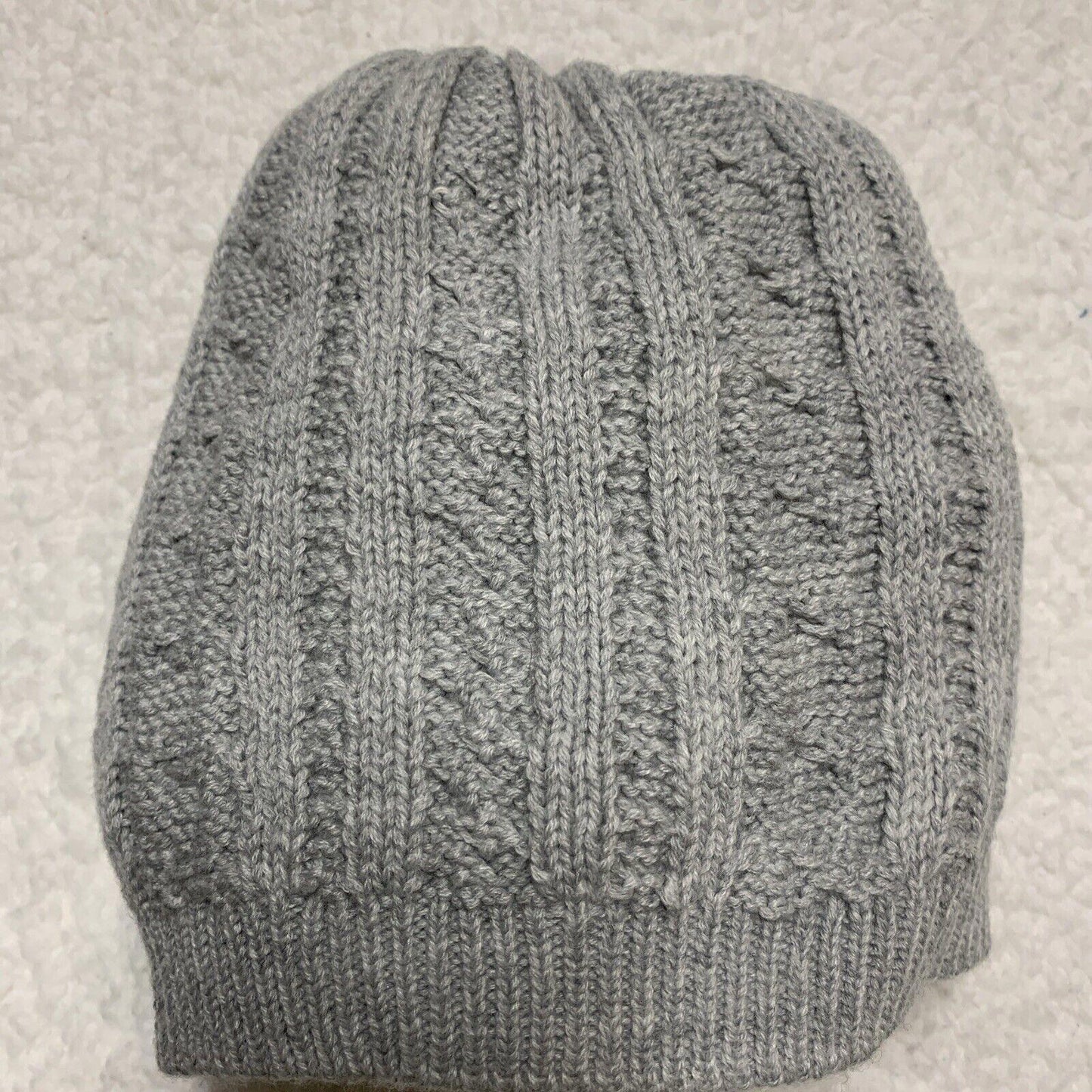 J Crew Cable Knit Winter Hat Gray Beanie Bone White Pom Pom
