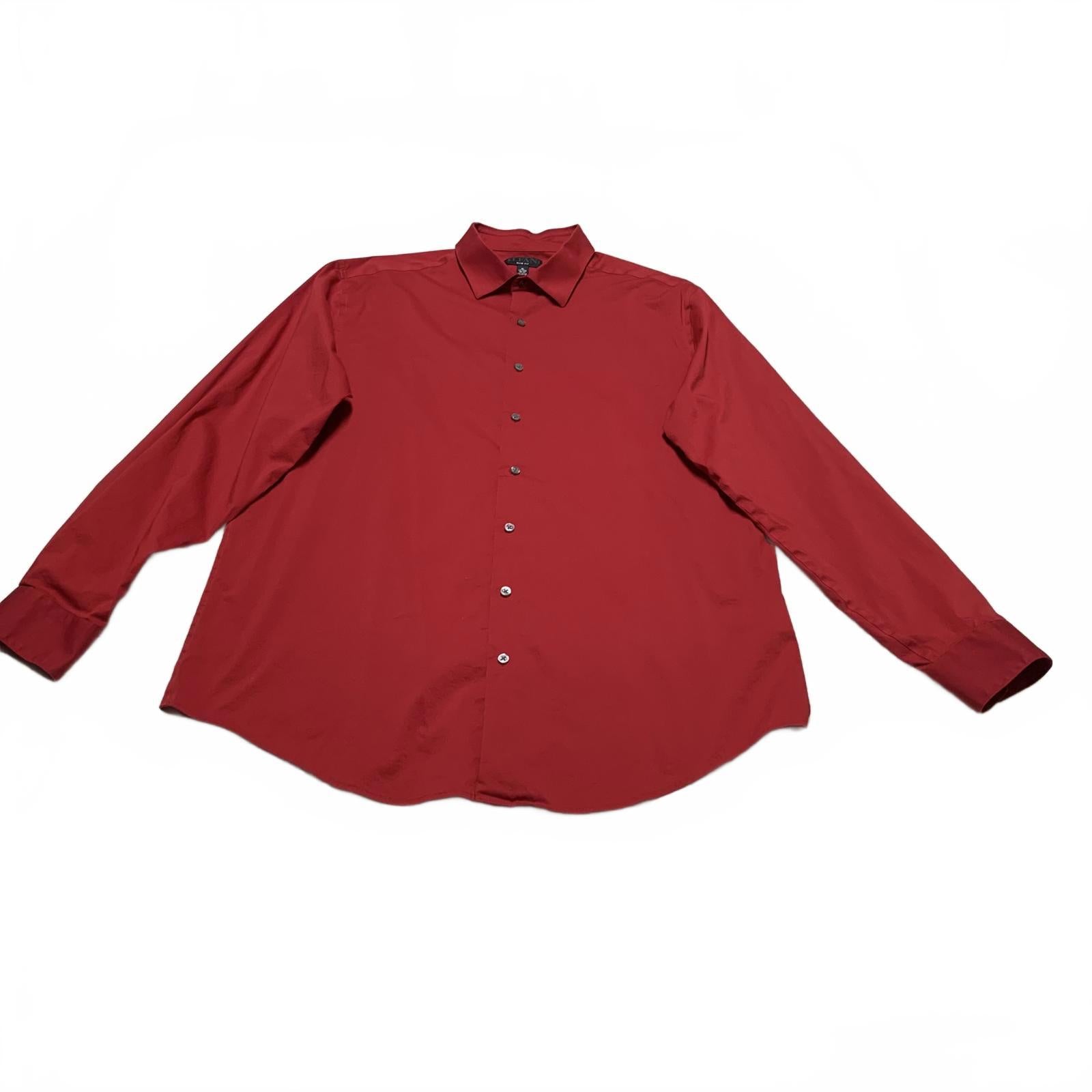 Camisa de vestir Alfani para hombre, talla XL, roja, ajustada, con botones
