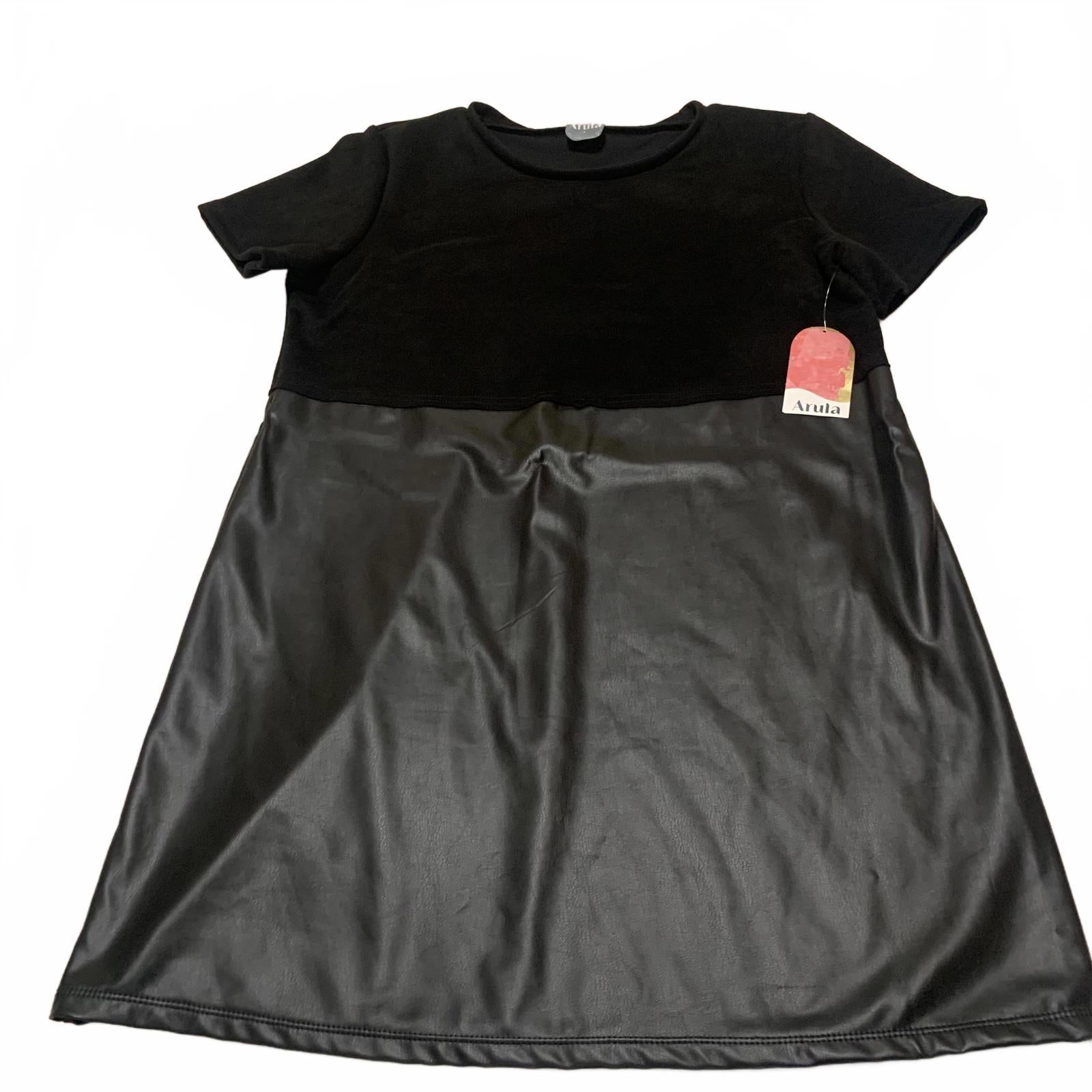 Vestido informal de manga corta con falda de piel sintética Arula para mujer, talla 1X, EE. UU.