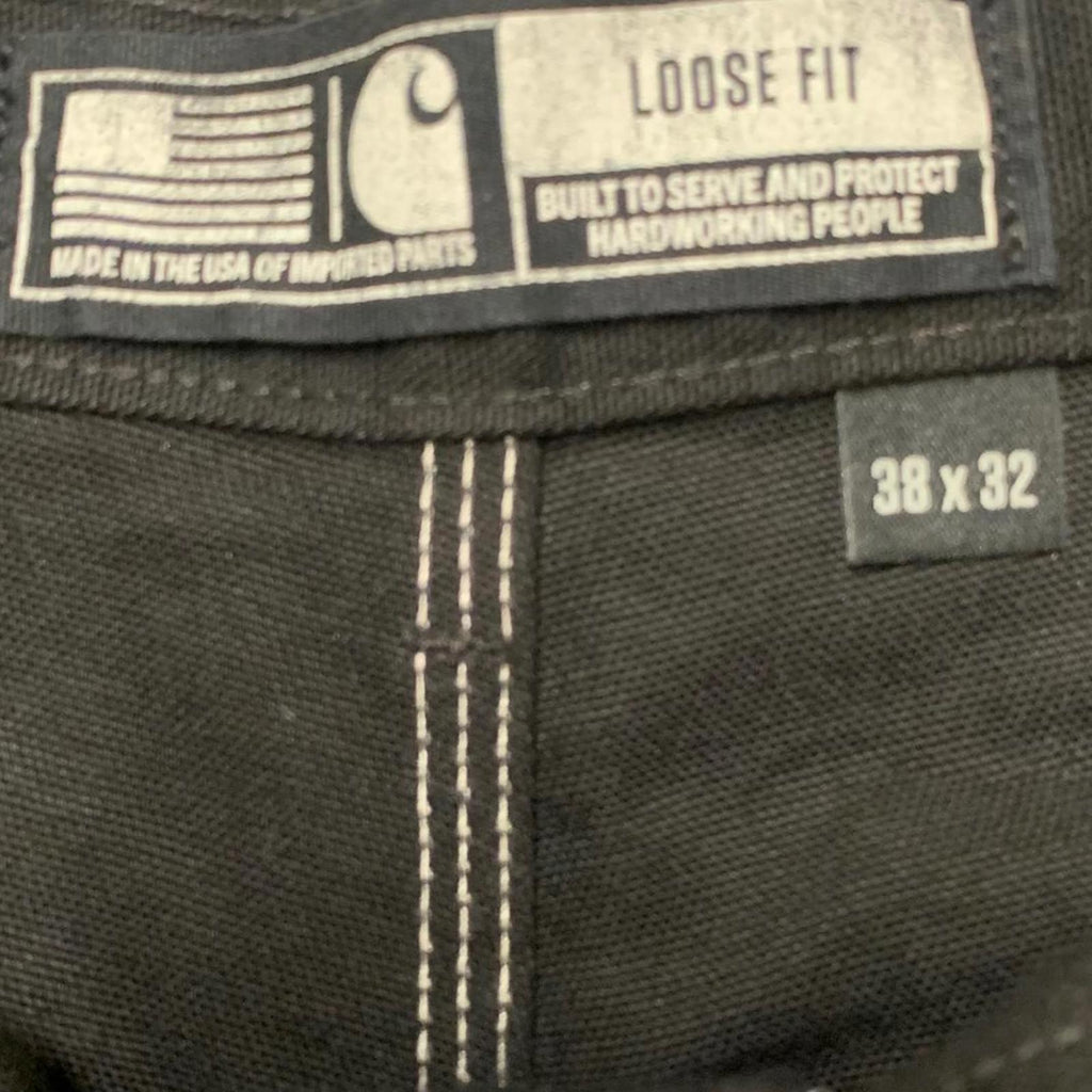 Pantalones Carhartt para hombre, talla 38x32, negros, holgados, con doble rodilla, para trabajo, EE. UU.