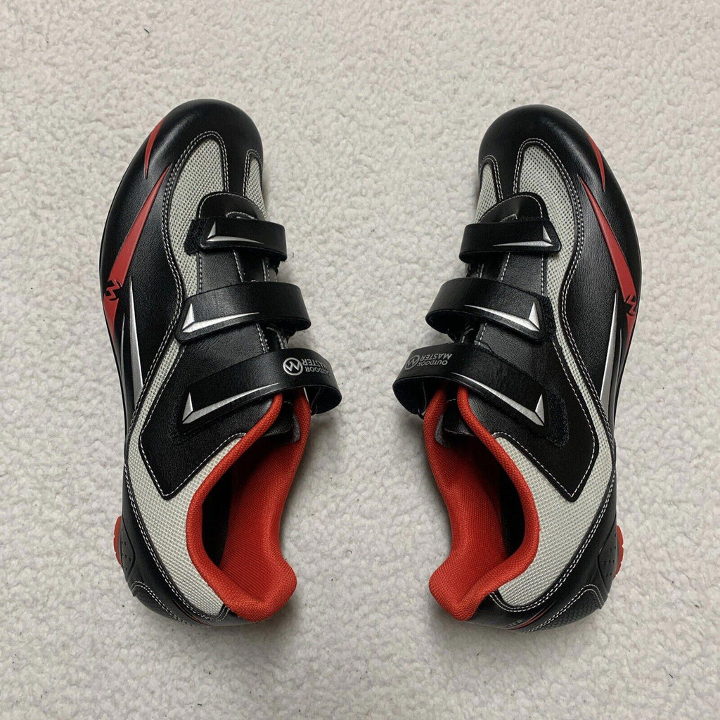 Zapatillas de ciclismo Outdoor Master unisex para mujer, talla 13, para hombre, talla 11, color negro, rojo y gris