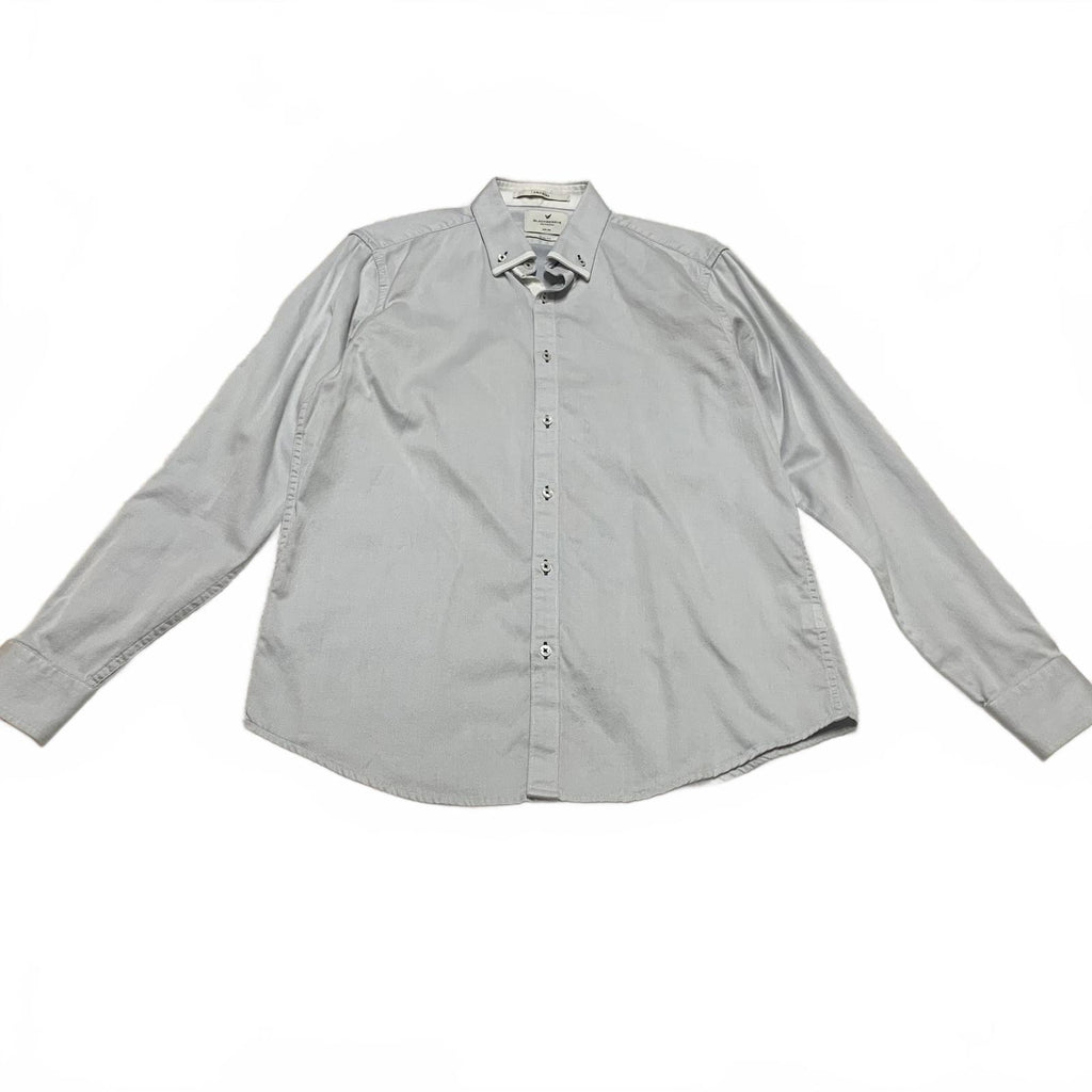 Camisa de vestir Blackberrys para hombre, talla L/40, azul grisáceo, corte entallado, 2 capas, ultra