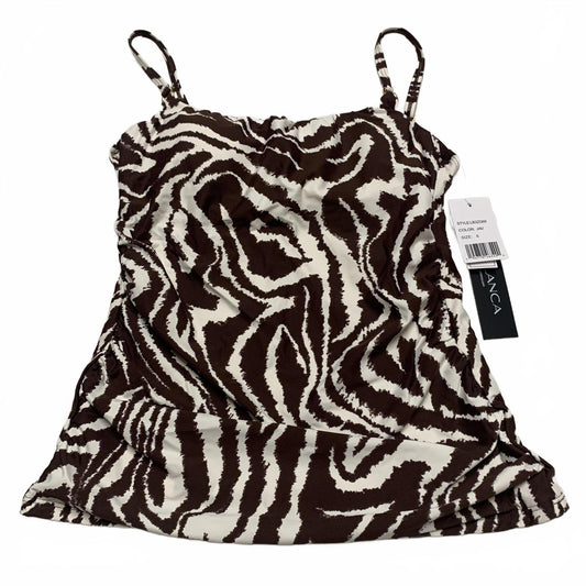 La Blanca Women's Sz 6 Zebra Brown Tan Print Tankini Top Built in Bra Support