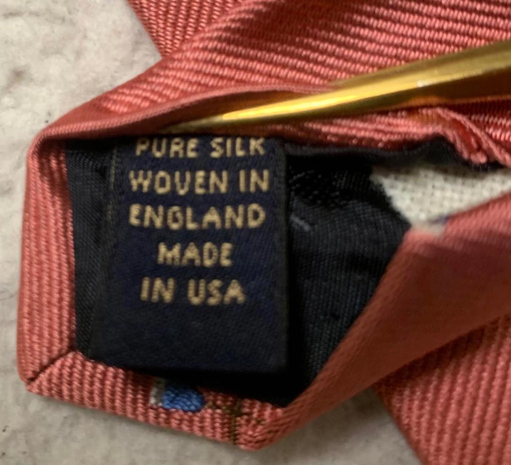 Corbata de seda rosa polvoriento OSFA para hombre de Brooks Brothers, estampado azul, EE. UU.