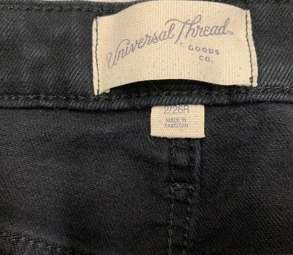 Vaqueros Universal Thread Goods Co. para mujer, talla 2/26R, negros, pierna recta, 26 x 26,25