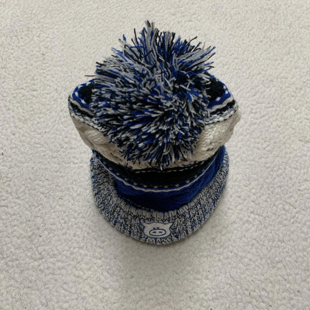 Gorro de cerdo unisex para adultos, negro, azul real, a rayas, para invierno, para nieve, esquí, acrílico