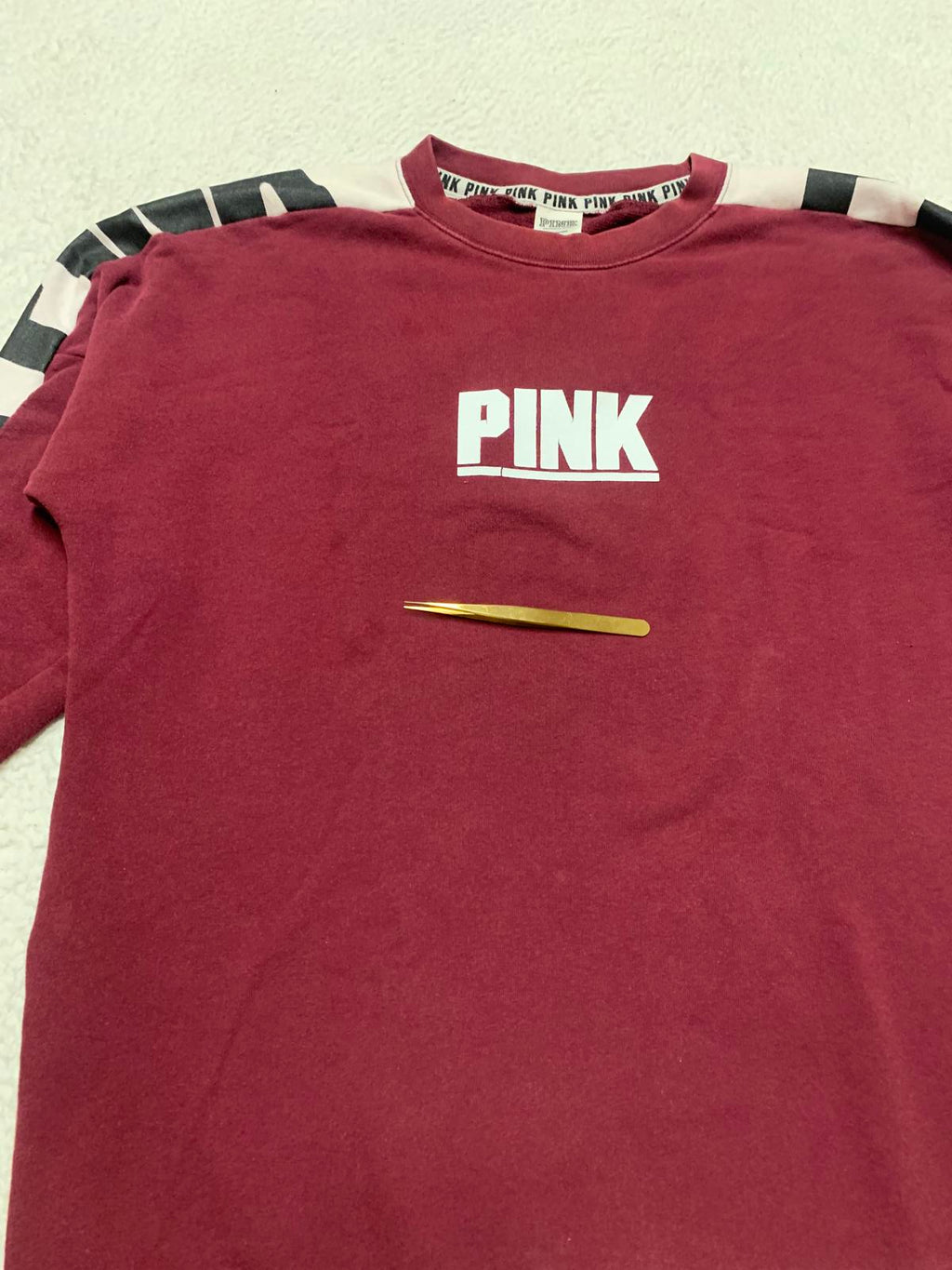Sudadera con logo en color burdeos, talla mediana, para mujer, color rosa