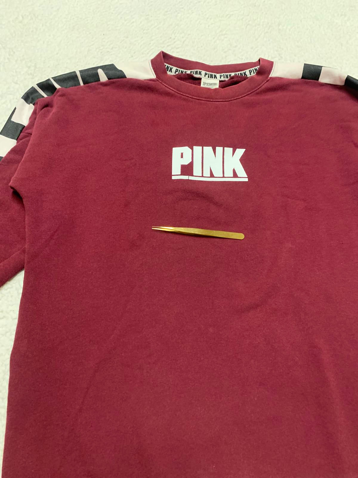 Sudadera con logo en color burdeos, talla mediana, para mujer, color rosa