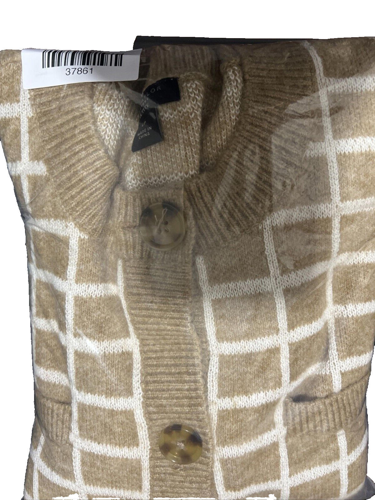 Chaqueta tipo suéter beige tostado grande para mujer de Ann Taylor