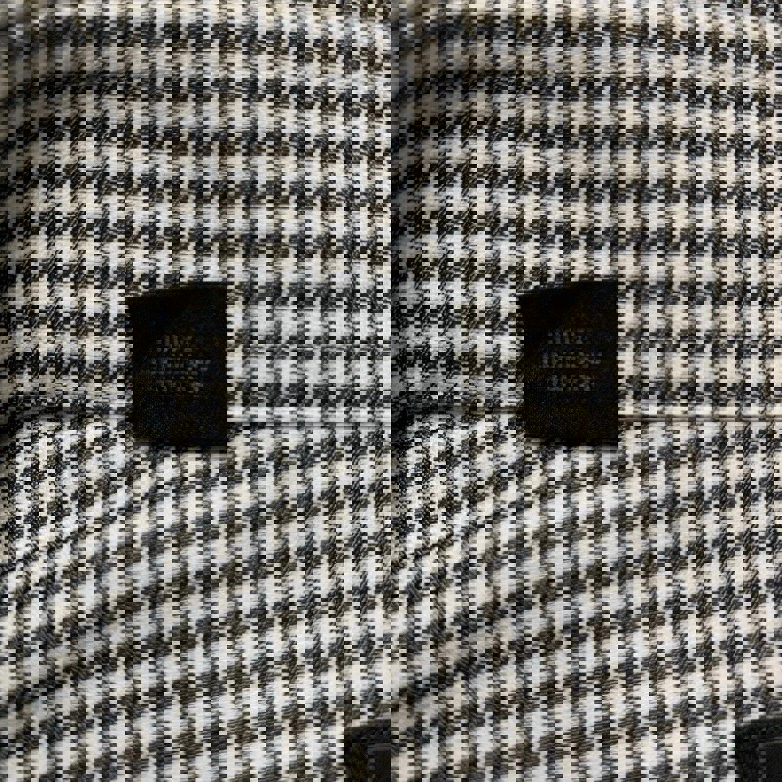 Camisa Saks Fifth Avenue para hombre, talla 16 1/2, gris, con estampado de pata de gallo, manga larga y botones