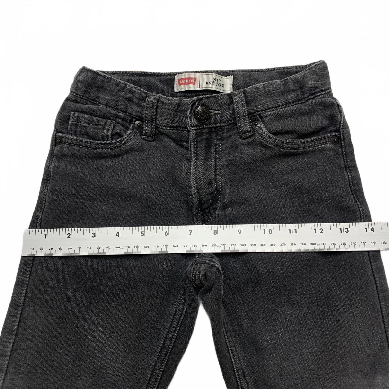 Levi's 511 Kids Talla 7 Reg Gris Negro Slim Fit Soft Knit Jeans W 21 x 20L Real