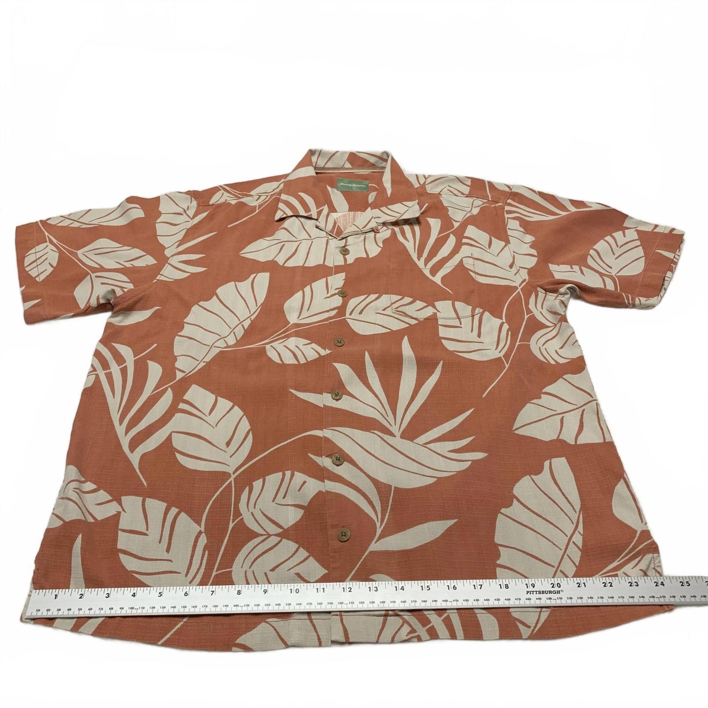Tommy Bahama Mens Sz L Tropical Leaf Print  Shirt Silk Vacation Ready