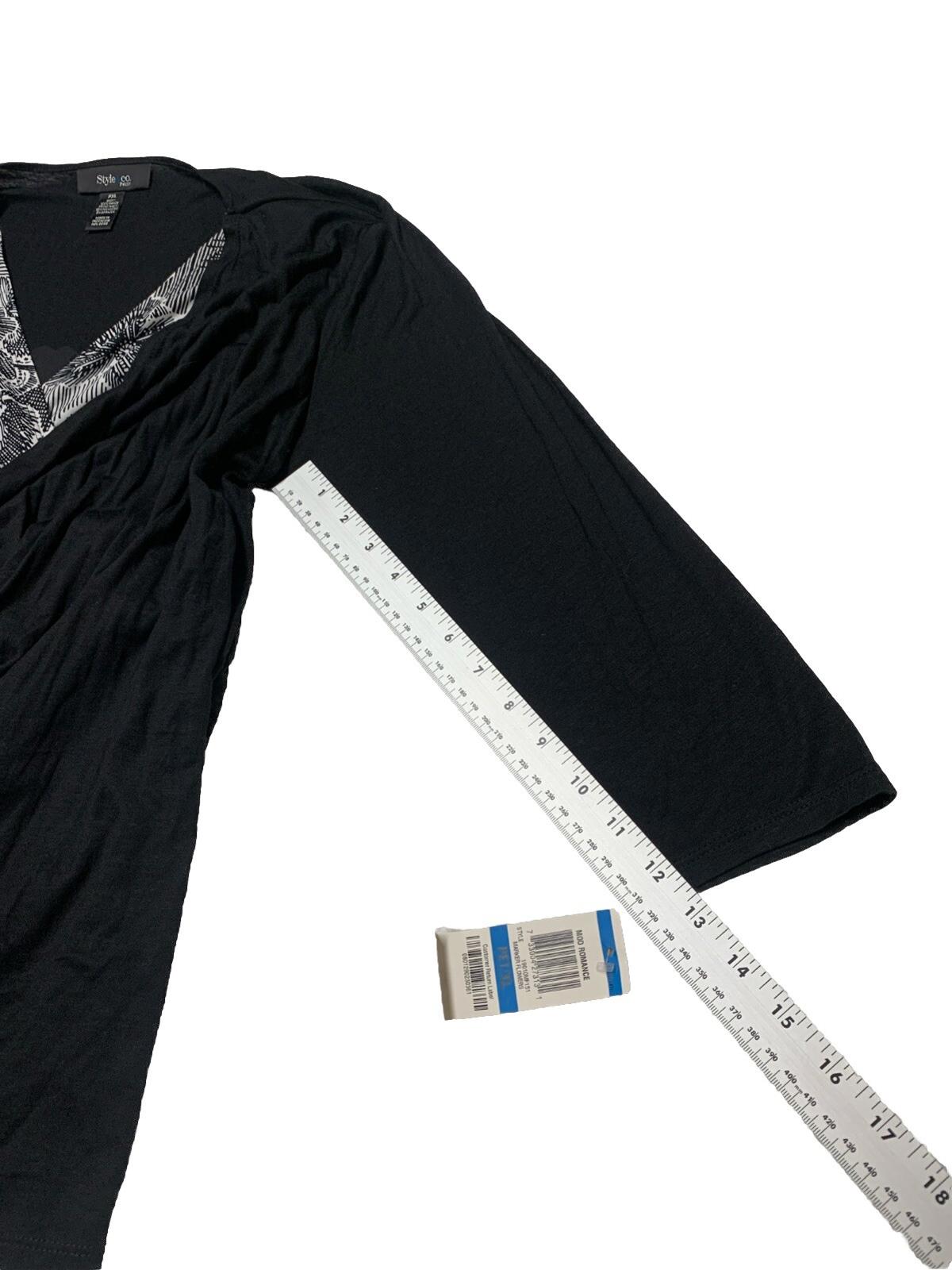 Túnica con cinturón estilo bohemio festivo en blanco y negro PXL para mujer de Style &amp; Co.